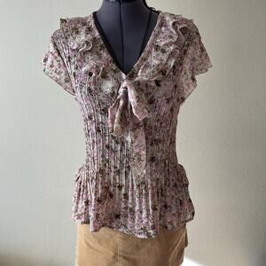 Y2K vintage 2000's floral pastel pleated top romantic feminine fairy